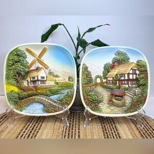 Vintage Cottagecore Hanging Plates England A Legend Product Ceramic Wall Decor